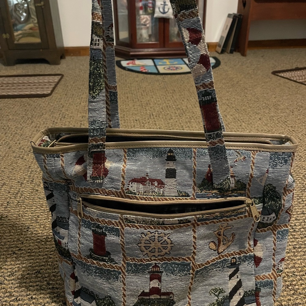 Lighthouse themed tote bag
